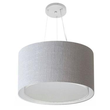 Imagem de Lustre Pendente Cilíndrico Duplo Md-4299 Cúpula em Tecido 45x30cm Rustico Cinza - Bivolt
