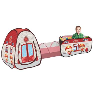 Imagem de Fabrincado Ideias Barraca 3 em 1 Infantil com 100 Bolinhas Bombeiros