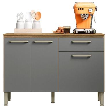 Imagem de Balcao Com Tampo 3 Portas 1 Gaveta 120 Cm Versalhes Ktp Freijo Gris