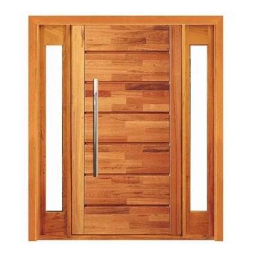 Imagem de Porta Pivotante Pontal com Visor Lateral Duplo - Madeira Maciça - Angelim