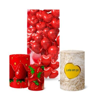 Imagem de Trio Capas Cilindro Painel Lateral 0,9x2,20m Morango do Amor - Fadrix,