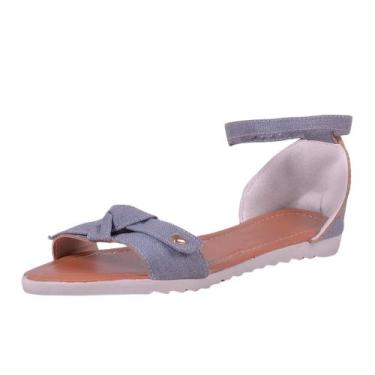 Imagem de Sandália Feminina Baixa com Laço Nó e Rebite de Coração - Tulip Shoes,