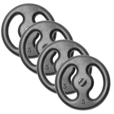 Imagem de Kit 4 Anilhas 5Kg Fitness Ferro Pintada Academia Treino 20Kg