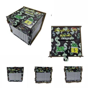 Imagem de Cofre Guardar Junte Dinheiro Woodbox Desafio 30 Mil Dinblack