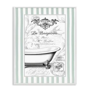 Imagem de Stupell Industries La Baignoire em listras brancas emolduradas giclée design de arte por Lettered and Lined, 20 x 16