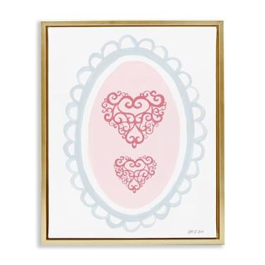 Imagem de Stupell Industries Design de arte de parede feminino Coquette Keepsake Gold Framed Floater Canvas por Yvette St. Amant, 21 x 17