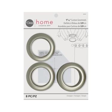 Imagem de Dritz Home Ilhós de cortina de plástico de 4,5 cm, 8 conjuntos, champanhe