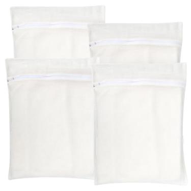 Imagem de Os sacos de lavanderia brancos grandes duráveis de malha de algodão orgânico com zíperes resistentes e malha respirável são delicados sacos de roupa íntima para roupas íntimas, roupas, calças e meias