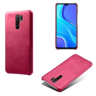 Imagem de Capa para Xiaomi Redmi 9 Prime,Proteção contra quedas,Casca de volta de cor sólida simples,Design de couro de imitação de plástico-Rose