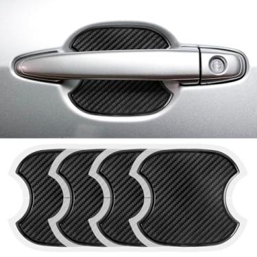 Imagem de vvag 4 peças de proteção contra arranhões de maçaneta de porta de carro, adesivo de tigela de porta de veículo de fibra de carbono TPU, película de proteção universal antiarranhões para carros, SUVs