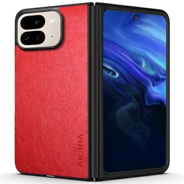 Imagem de AIORIA Capa para Google Pixel 10 Pro Fold 5G, capa de couro PU premium design retrô de negócios capa protetora completa para Google Pixel 10 Pro Fold capa (vermelha)