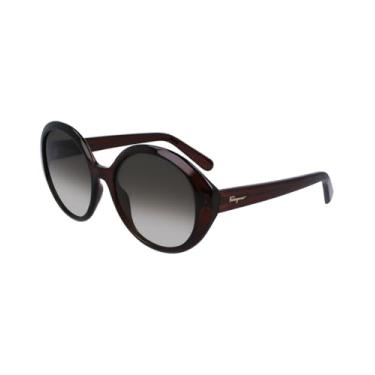 Imagem de Salvatore Ferragamo Óculos de sol femininos ovais gradientes cinza SF1067S 210 57, marrom cristal