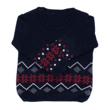 Imagem de Blusa Jacquard Infantil Unissex - Kowak, Marinho, Vermelho, 01