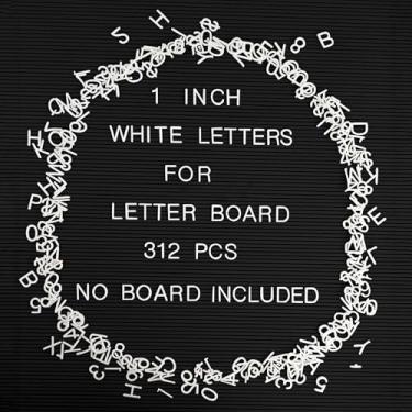 Imagem de Letras brancas para quadro de letras de 2,5 cm - 312 letras de plástico branco premium para quadro de cartas, cartas de feltro para 2,5 cm, perfeitas para quadros de letras, quadros de diretório e