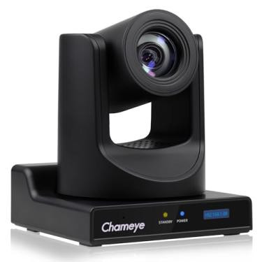 Imagem de Chameye Câmera PTZ 20x Zoom Óptico AI Auto Tracking com Display LCD, HDMI 3G-SDI IP 1080P 60fps PoE Transmissão ao Vivo para Eventos Educativos de Adoração da Igreja, Preto