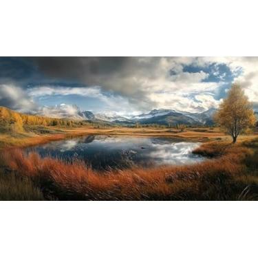 Imagem de Quadro Decorativo com Estampa Tranquil Mountain Lake Reflections 40 x 40 Papel 3 unidades