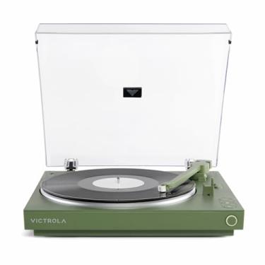 Imagem de Victrola Toca-discos Bluetooth totalmente automático com cartucho ATN3600L da Audio Technica, função de repetição automática, toca-discos de vinil de 2 velocidades, transmissão Bluetooth sem fio,