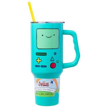 Imagem de Silver Buffalo Copo de aço inoxidável Adventure Time BMO Big Face 1,134 g com alça