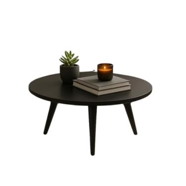 Imagem de Mesa Centro Retrô Redonda Pés Plástico PVC 27cm ou 45cm Sala Decoração Escritório Fácil Montagem(Preto 45CM)