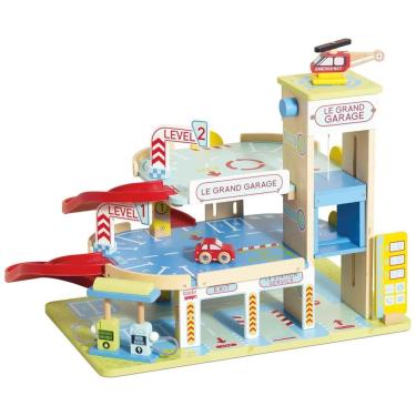 Imagem de Conjunto de Garagem de Madeira para Brinquedo com Carros, Aviões e Motocicletas - Le Toy Van