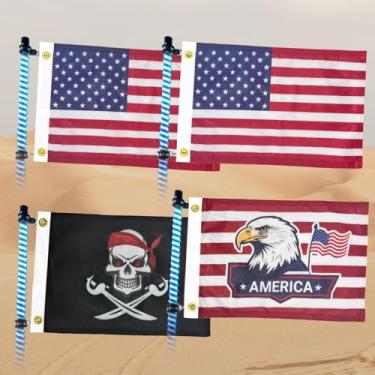 Imagem de 4 bandeiras ATV de 30 x 45 cm, bandeiras de chicote para UTV, anexar a luzes de chicote ou bandeira de antena com mastros, dupla face de tecido de 3 camadas bandeira americana Dune Golf Cart bandeira