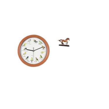 Imagem de Fenteer Relógio de Parede com Escultura de Pássaro Canoro, Estatueta de Arte Colecionável, Ornamento de Arte, Estátua de Cavalo, Relógios de Parede Decorativo