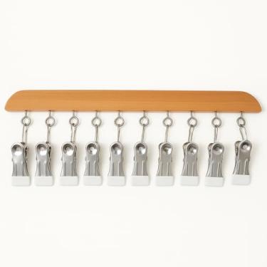 Imagem de Cabide Madeira Infantil 10 Clips Metálicos Roupas Íntimas