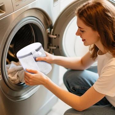 Imagem de Sacos de lavagem de malha, saco de lavagem para máquina de lavar, saco de lavagem de rede com zíper, bolsa de secadora (1 peça, 16 x 15 cm)