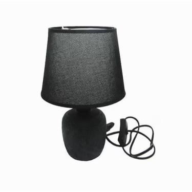 Imagem de Abajur com Cúpula Tecido e Base de Porcelana - Preto, Branco ou Cinza 