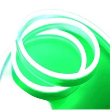 Imagem de Fita de LED Mangueira Neon 5 Metros IP65 Flexível Com ou Sem Fonte 8 Cores(Verde,Com Fonte)