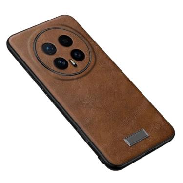 Imagem de POYUFRG Capa fina para Honor Magic 8 Pro/Magic 8, capa de telefone de couro de negócios leve de luxo com capa de proteção de lente com tudo incluído, marrom, 8 Pro