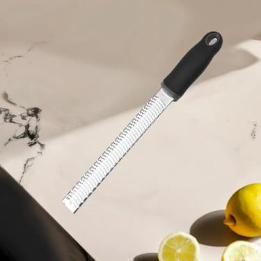 Imagem de Ralador de limão de aço inoxidável com alça, ferramenta de cozinha para raspar frutas cítricas ralar alho, gengibre, coco, noz-moscada, wasabi, utensílios de chocolate para kitechen (preto)