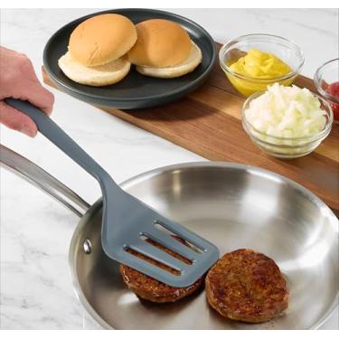 Imagem de Espátula de silicone de alta resistência ao calor, antiaderente e fácil de limpar para cozinhar, misturar espátulas de massa e pode ser lavada na lava-louças (cinza)