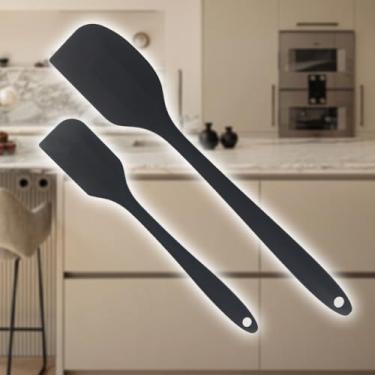 Imagem de Conjunto de espátulas de silicone resistente ao calor, espátula de borracha de grau alimentício - 2 peças