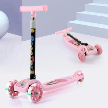 Imagem de Patinete Infantil 3 Rodas De Led Dobrável Scooter Crianças (Rosa)