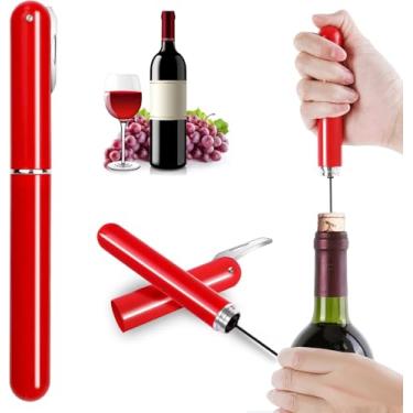 Imagem de Abridor de Vinho Multifuncional, Saca Rolhas com Bomba de Ar, Conjunto para Servir Vinho como Sommelier (Vermelho)