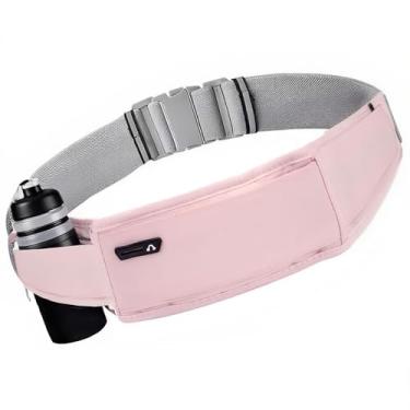 Imagem de RidingRush Cinto de corrida para celular – cintura ajustável para corrida com 3 bolsos para telefones de até 18 cm, pochete de corrida fina para homens e mulheres, corrida, caminhada, fitness (rosa)