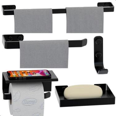 Imagem de Kit Acessórios Para Banheiro Preto Fosco 5 Peças MAX - MetalCromo