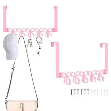 Imagem de 2 ganchos decorativos sobre a porta com 5 ganchos para casaco na parte de trás do banheiro, quarto, portas de armário para pendurar roupas, chapéu, toalhas, guarda-chuvas, chaves (estilo 1)