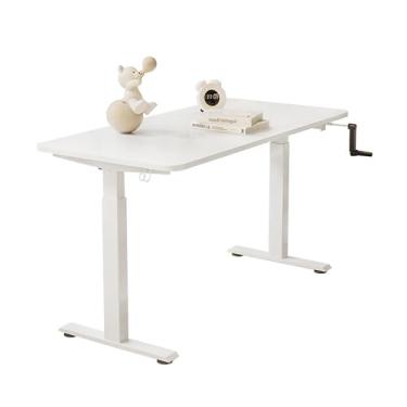 Imagem de JYXYXSCP Mesa de elevação ajustável em altura mesa de pé manual 120 cm/47 pol. x 60 cm/23,6 polegadas gaveta de armazenamento mesa de escritório em casa