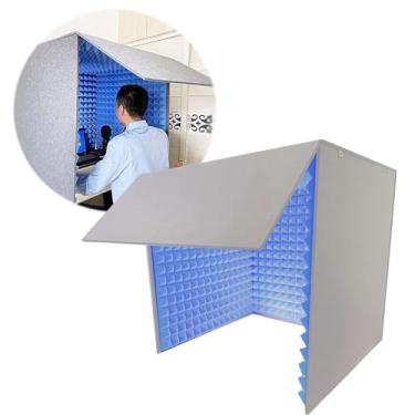 Imagem de Estúdio de gravação portátil, gabinete à prova de som, cabine de isolamento de microfone, redução de ruído, equipamento de estúdio de gravação (azul)