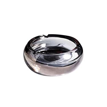 Imagem de LUOFDCLDDD Cinzeiro, cinzeiros de cristal, cinzeiro de fumar de mesa de vidro, cinzeiro de cigarro para cinzeiro ao ar livre, suporte à prova de vento para cinzeiro de armazenamento frio sem fumaça