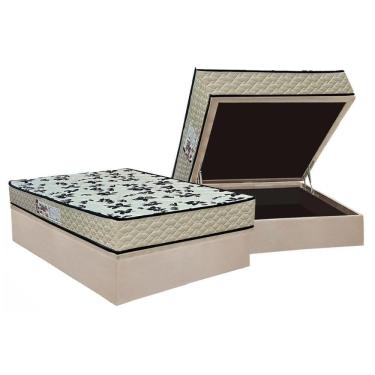 Imagem de Cama Box Baú Casal: Colchão Espuma D33 Paropas Pasquale Wave Clean + Base Crc Suede Clean (138x188)