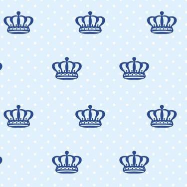 Imagem de Papel De Parede Azul Claro E Coroa Azul Escuro Autocolante - LRP