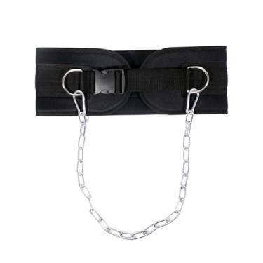 Imagem de Cinto para levantamento de peso - Cinto de musculação com corrente para puxar - Alça de suporte para musculação resistente, equipamento de treinamento para mulheres e homens