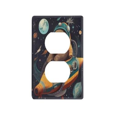 Imagem de Blueangle Placa de parede com tomada dupla de preguiças engraçadas, tamanho padrão, placas de cobertura de tomada elétrica de 1 gangue para decoração de quarto de escritório em casa, 4,53 x 2,76