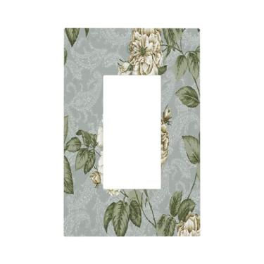 Imagem de Nadoabtm Capas decorativas vintage floral bege rosa 1 gangue único balancim interruptor elétrico placa de interruptor de luz placas de parede Gfci para decoração de cabine de cozinha