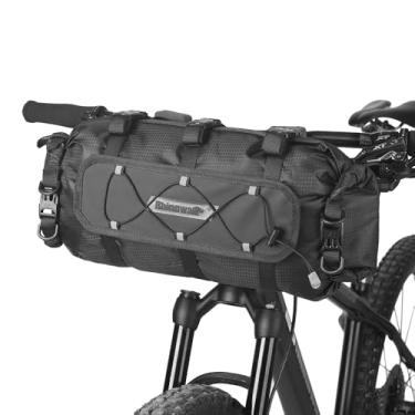 Imagem de Rhinowalk Bolsa de guidão à prova d'água de 12 L, bolsa seca com painel frontal e arnês removível, alça de ombro incluída (tipo 9300)