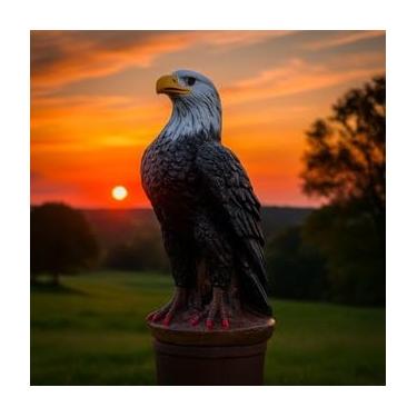 Imagem de Estátua Decorativa de Gavião-Aguia de Gesso - Espanta Pombo e Passarinhos, Enfeite para Casa, Jardim ou Varanda, Decoração Resistente ao Ar Livre (Preto)