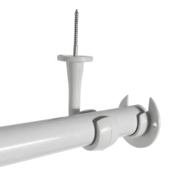 Imagem de Kit Varão de Cortina Roseta 28mm com Suporte de Teto (Branco, 4,00m)